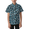 Kids' Button Down Short Sleeve Shirt - Ken's Bright Blue Leopard Print