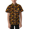 Kids' Button Down Short Sleeve Shirt - Halloween Mickey Pumpkins
