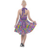 Halter Vintage Style Dress - Figment Watercolor Rainbow