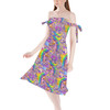 Strapless Bardot Midi Dress - Figment Watercolor Rainbow