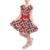 Girls Short Sleeve Skater Dress - Many Faces of Minnie Mouse