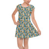 Girls Cap Sleeve Pleated Dress - Many Faces of Donald Duck