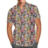 Men's Button Down Short Sleeve Shirt - Mulan Sketched