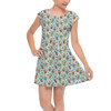 Girls Cap Sleeve Pleated Dress - Seven Dwarfs Sketched