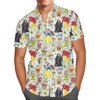 Men's Button Down Short Sleeve Shirt - Snow White And The Seven Dwarfs Sketched