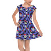 Girls Cap Sleeve Pleated Dress - Jack Skellington with Santa Hat