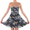 Sweetheart Strapless Skater Dress - Watercolor Halloween Mickey & Minnie