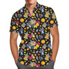Men's Button Down Short Sleeve Shirt - Watercolor Disney Halloween Friends