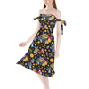 Strapless Bardot Midi Dress - Watercolor Disney Halloween Friends