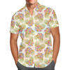 Men's Button Down Short Sleeve Shirt - Floral Pumpkin Mouse Ears