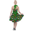 Halter Vintage Style Dress - Disney Christmas Baubles on Green