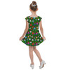 Girls Cap Sleeve Pleated Dress - Disney Christmas Baubles on Green