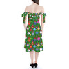 Strapless Bardot Midi Dress - Disney Christmas Baubles on Green