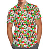 Men's Button Down Short Sleeve Shirt - Mickey & Friends Santa Hats