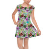 Girls Cap Sleeve Pleated Dress - Sketched Floral Star Wars