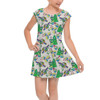 Girls Cap Sleeve Pleated Dress - A Buzz & Aliens Christmas