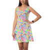 Sleeveless Flared Dress - Neon Floral Stitch & Angel