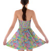 Sweetheart Strapless Skater Dress - Neon Floral Stitch & Angel