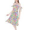 Strapless Bardot Midi Dress - Neon Floral Stitch & Angel