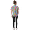 Kids' Button Down Short Sleeve Shirt - Neon Floral Stitch & Angel