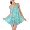 Beach Cover Up Dress - Neon Floral Baby Turtle Squirt