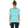 Cold Shoulder Tunic Top - Neon Floral Baby Turtle Squirt