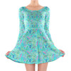 Longsleeve Skater Dress - Neon Floral Baby Turtle Squirt