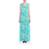 Flared Maxi Dress - Neon Floral Baby Turtle Squirt