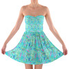 Sweetheart Strapless Skater Dress - Neon Floral Baby Turtle Squirt