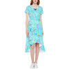 High Low Midi Dress - Neon Floral Baby Turtle Squirt