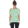 Cold Shoulder Tunic Top - Neon Floral Tangerine Goofy & Pluto