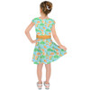 Girls Short Sleeve Skater Dress - Neon Floral Tangerine Goofy & Pluto