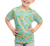 Youth Cotton Blend T-Shirt - Neon Floral Tangerine Goofy & Pluto