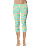 Sport Capri Leggings - Neon Floral Tangerine Goofy & Pluto