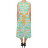 Belted Chiffon Midi Dress - Neon Floral Tangerine Goofy & Pluto