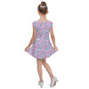 Girls Cap Sleeve Pleated Dress - Neon Floral Jellyfish