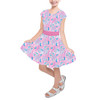 Girls Short Sleeve Skater Dress - Neon Floral Jellyfish