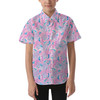 Kids' Button Down Short Sleeve Shirt - Neon Floral Jellyfish