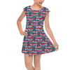 Girls Cap Sleeve Pleated Dress - Superhero Stitch - Captain America