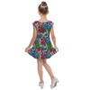 Girls Cap Sleeve Pleated Dress - Superhero Stitch - All Heroes Stacked