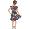 Girls Short Sleeve Skater Dress - Superhero Stitch - All Heroes Stacked