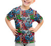 Youth Cotton Blend T-Shirt - Superhero Stitch - All Heroes Stacked