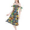 Strapless Bardot Midi Dress - Superhero Stitch - Comic Book