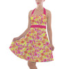 Halter Vintage Style Dress - Neon Tropical Floral Mickey & Friends