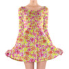 Longsleeve Skater Dress - Neon Tropical Floral Mickey & Friends