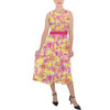 Belted Chiffon Midi Dress - Neon Tropical Floral Mickey & Friends