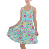 Halter Vintage Style Dress - Neon Spring Floral Mickey & Friends