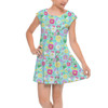 Girls Cap Sleeve Pleated Dress - Neon Spring Floral Mickey & Friends