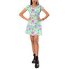 Short Sleeve Dress - Neon Spring Floral Mickey & Friends