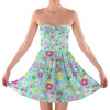 Sweetheart Strapless Skater Dress - Neon Spring Floral Mickey & Friends